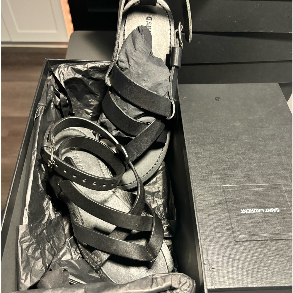 Saint Laurent leather sandals.